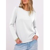 image:imageANRABESS Long Sleeve Shirts for Women Wrinkle Free Crew Neck Fall TopWhite