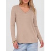 image:imageANRABESS Long Sleeve Shirts for Women Wrinkle Free V Neck Fall TopAlmond