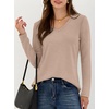 image:imageANRABESS Long Sleeve Shirts for Women Wrinkle Free V Neck Fall TopAlmond