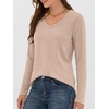 image:imageANRABESS Long Sleeve Shirts for Women Wrinkle Free V Neck Fall TopAlmond
