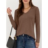 image:imageANRABESS Long Sleeve Shirts for Women Wrinkle Free V Neck Fall TopBrown