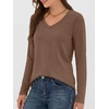 image:imageANRABESS Long Sleeve Shirts for Women Wrinkle Free V Neck Fall TopBrown