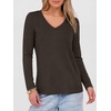 image:imageANRABESS Long Sleeve Shirts for Women Wrinkle Free V Neck Fall TopDark Brown
