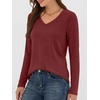 image:imageANRABESS Long Sleeve Shirts for Women Wrinkle Free V Neck Fall TopDark Red