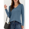image:imageANRABESS Long Sleeve Shirts for Women Wrinkle Free V Neck Fall TopGrey Blue
