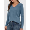 image:imageANRABESS Long Sleeve Shirts for Women Wrinkle Free V Neck Fall TopGrey Blue