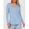 image:imageANRABESS Long Sleeve Shirts for Women Wrinkle Free V Neck Fall TopLight Blue
