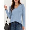 image:imageANRABESS Long Sleeve Shirts for Women Wrinkle Free V Neck Fall TopLight Blue