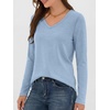 image:imageANRABESS Long Sleeve Shirts for Women Wrinkle Free V Neck Fall TopLight Blue