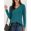 image:imageANRABESS Long Sleeve Shirts for Women Wrinkle Free V Neck Fall TopTeal Blue