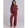 image:imageANRABESS Lounge Sets for Women Fuzzy Fleece Pajama SetWine Red