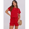 image:imageANRABESS Rompers for Women Summer 2026 Casual Dressy One Piece Tshirt Short Pants Jumpsuit Beach Vacation Outfit Clothes04 Red