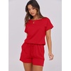 image:imageANRABESS Rompers for Women Summer 2026 Casual Dressy One Piece Tshirt Short Pants Jumpsuit Beach Vacation Outfit Clothes04 Red