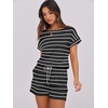 image:imageANRABESS Rompers for Women Summer 2026 Casual Dressy One Piece Tshirt Short Pants Jumpsuit Beach Vacation Outfit ClothesBlack White