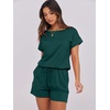 image:imageANRABESS Rompers for Women Summer 2026 Casual Dressy One Piece Tshirt Short Pants Jumpsuit Beach Vacation Outfit ClothesDeep Green