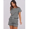 image:imageANRABESS Rompers for Women Summer 2026 Casual Dressy One Piece Tshirt Short Pants Jumpsuit Beach Vacation Outfit ClothesGrey White