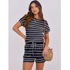 image:imageANRABESS Rompers for Women Summer 2026 Casual Dressy One Piece Tshirt Short Pants Jumpsuit Beach Vacation Outfit ClothesNavy White