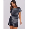 image:imageANRABESS Rompers for Women Summer 2026 Casual Dressy One Piece Tshirt Short Pants Jumpsuit Beach Vacation Outfit ClothesNavy White