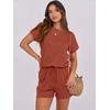 image:imageANRABESS Rompers for Women Summer 2026 Casual Dressy One Piece Tshirt Short Pants Jumpsuit Beach Vacation Outfit ClothesOrange Red