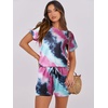 image:imageANRABESS Rompers for Women Summer 2026 Casual Dressy One Piece Tshirt Short Pants Jumpsuit Beach Vacation Outfit ClothesTie Dye Purple