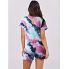 image:imageANRABESS Rompers for Women Summer 2026 Casual Dressy One Piece Tshirt Short Pants Jumpsuit Beach Vacation Outfit ClothesTie Dye Purple