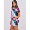 image:imageANRABESS Rompers for Women Summer 2026 Casual Dressy One Piece Tshirt Short Pants Jumpsuit Beach Vacation Outfit ClothesTie Dye Purple