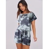 image:imageANRABESS Rompers for Women Summer 2026 Casual Dressy One Piece Tshirt Short Pants Jumpsuit Beach Vacation Outfit ClothesTie Dye Space Gray