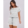 image:imageANRABESS Rompers for Women Summer 2026 Casual Dressy One Piece Tshirt Short Pants Jumpsuit Beach Vacation Outfit ClothesWhite Black