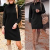 image:imageANRABESS Sweater Dress for Women Fall Oversized Mock Neck Long Sleeve DressBlack