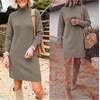 image:imageANRABESS Sweater Dress for Women Fall Oversized Mock Neck Long Sleeve DressDark Khaki