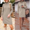 image:imageANRABESS Sweater Dress for Women Fall Oversized Mock Neck Long Sleeve DressKhaki