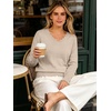 image:imageANRABESS Sweaters for Women Lightweight Loose Fit V Neck Fall OutfitsAlmond