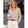 image:imageANRABESS Sweaters for Women Lightweight Loose Fit V Neck Fall OutfitsAlmond