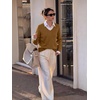 image:imageANRABESS Sweaters for Women Lightweight Loose Fit V Neck Fall OutfitsCaramel