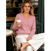 image:imageANRABESS Sweaters for Women Lightweight Loose Fit V Neck Fall OutfitsCoral Pink
