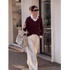 image:imageANRABESS Sweaters for Women Lightweight Loose Fit V Neck Fall OutfitsDrak Red