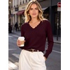 image:imageANRABESS Sweaters for Women Lightweight Loose Fit V Neck Fall OutfitsDrak Red