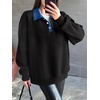 image:imageANRABESS Sweatshirt for Women Button Up Denim Collared Pullover Henley TopBlack