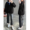 image:imageANRABESS Sweatshirt for Women Button Up Denim Collared Pullover Henley TopBlack