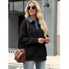 image:imageANRABESS Sweatshirt for Women Button Up Denim Collared Pullover Henley TopBlack