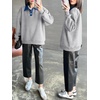 image:imageANRABESS Sweatshirt for Women Button Up Denim Collared Pullover Henley TopGrey