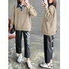 image:imageANRABESS Sweatshirt for Women Button Up Denim Collared Pullover Henley TopLight Khaki