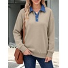 image:imageANRABESS Sweatshirt for Women Button Up Denim Collared Pullover Henley TopLight Khaki