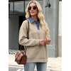 image:imageANRABESS Sweatshirt for Women Button Up Denim Collared Pullover Henley TopLight Khaki
