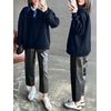 image:imageANRABESS Sweatshirt for Women Button Up Denim Collared Pullover Henley TopNavy Blue