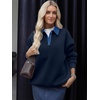 image:imageANRABESS Sweatshirt for Women Button Up Denim Collared Pullover Henley TopNavy Blue