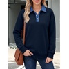 image:imageANRABESS Sweatshirt for Women Button Up Denim Collared Pullover Henley TopNavy Blue