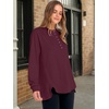image:imageANRABESS Sweatshirt for Women Oversized Henley Tunic TopsWine Red