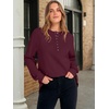 image:imageANRABESS Sweatshirt for Women Oversized Henley Tunic TopsWine Red