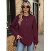 image:imageANRABESS Sweatshirt for Women Oversized Henley Tunic TopsWine Red